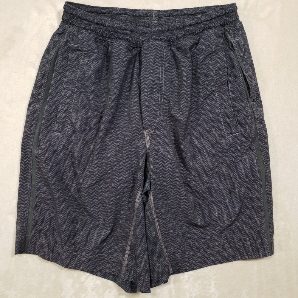 Lululemon‎ Pace Breaker Shorts Men Medium Gray Herringbone Lined Gym Athletic